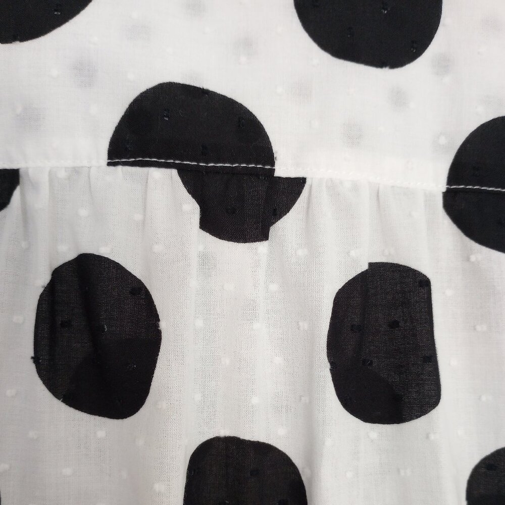 Chico's Black & White Polka Dot Cotton Swiss Dot Button Front Blouse Sz 1 - Picture 8 of 11